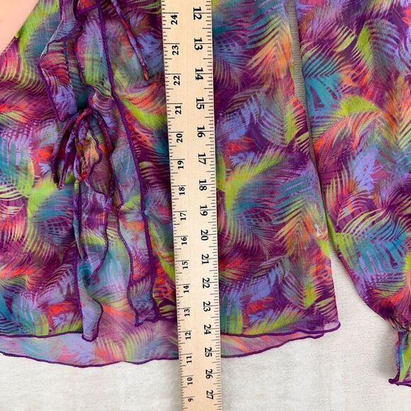 Urban Outfitters Blouse‎ Women’s S Misty Gauze Sheer Pink Purple Tie Front - Picture 9 of 10